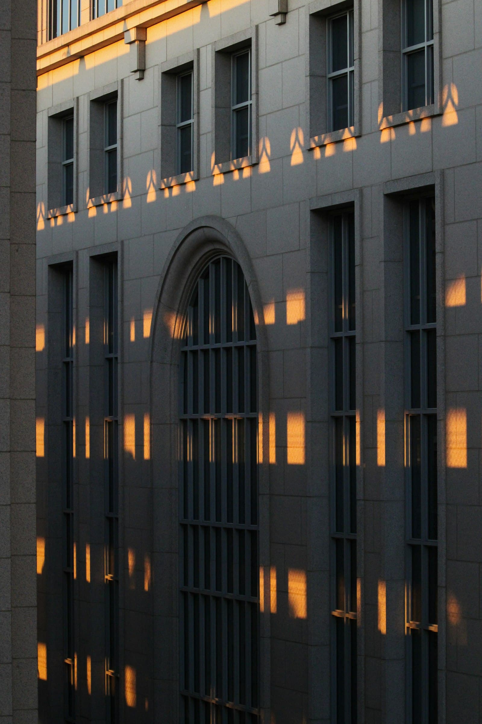 Commercial building at dusk